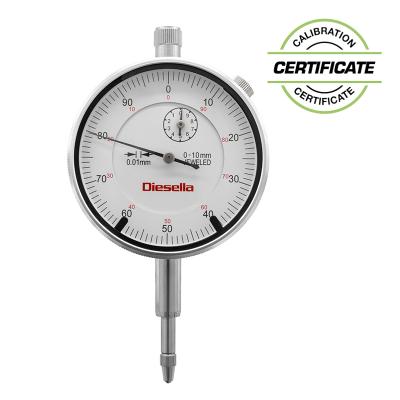 Mätur 0-10 x 0,01 mm med toleranspilar och platt baksida + baksida med ögla (Inkl. Certifikat)